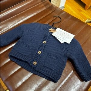 NWT 100% Organic Cotton Knit Cardigan Sweater with Wooden Buttons - BABY